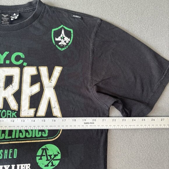 Vintage Avirex Y2K T-Shirt Mens Black Spellout Streetwear Graphic Logo Grunge M - Picture 4 of 13
